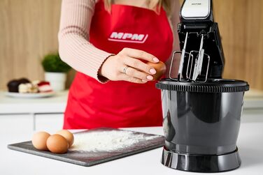 Кухонний комбайн MPM MMR-16Z з обертовою чашею 3,4 л, BPA free, 5 швидкостей + Turbo, міцні гачки та шнек з нержавіючої сталі, білий, 750W.