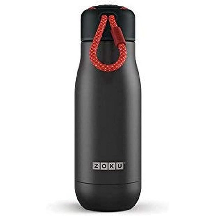 Пляшка для води Zoku 350 мл, нержавіюча сталь, 6,7 x 6,7 x 21 см (чорна)