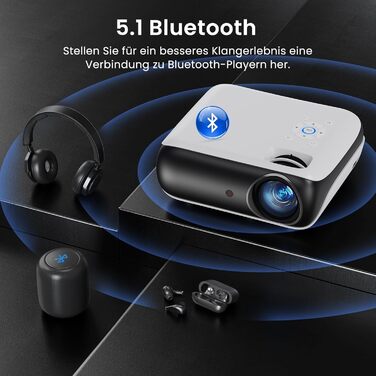 HOPVISION Міні проєктор 4K, 1080P Full HD, 13000 люменів. Підтримка Bluetooth, для Fire Stick/PS5/Smartphone/TV. Портативний проєктор для дому та на вулицю