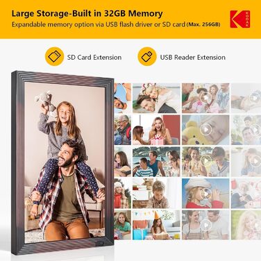 Цифровий фотоальбом Kodak 10 дюймів з Wi-Fi, 32GB, IPS HD сенсорний екран, авто-поворот, для дому та офісу