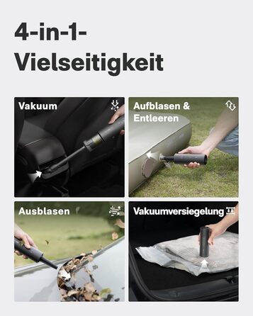 Акумуляторний ручний пилосос HOTO 20000Па 4-в-1 для авто, дому та клавіатури, бездротовий міні-пилосос з функцією обдуву