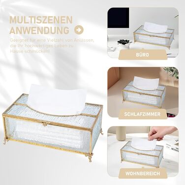 Скляна коробочка для серветок SLHEQING Gold - прямокутна, для ванної, вітальні, спальні, офісу