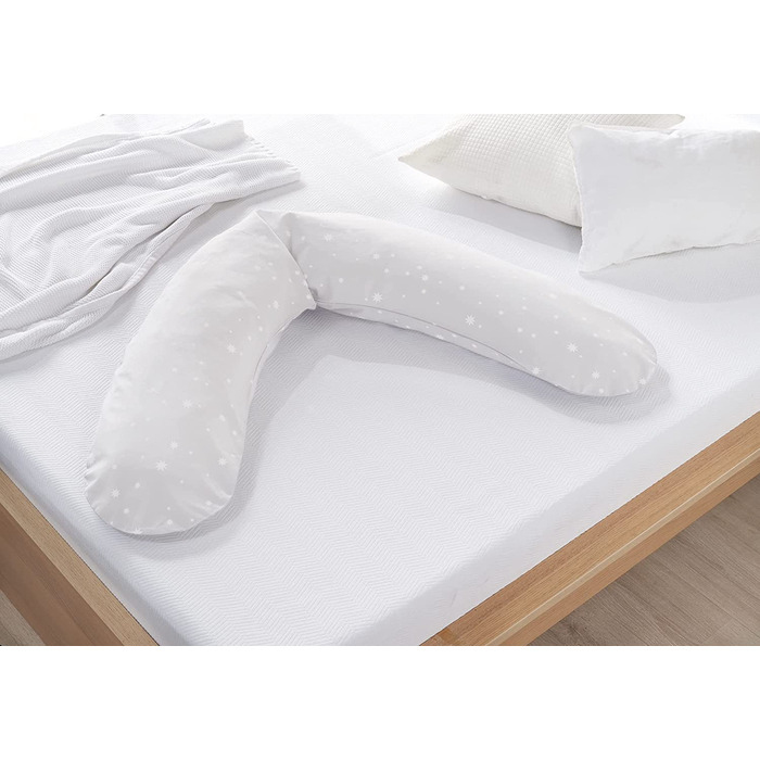 Подушка для вагітних та годування Theraline Dodo, з наповнювачем з перлин, зі знімним чохлом, 170 см, сіра (Sternchen Grau)