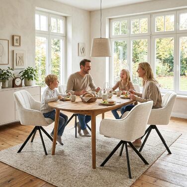 Набір обідніх крісел, сірий, з підлокітниками, з м'яким сидінням, поворотні, для кухні та вітальні (2 шт., кремово-білий)