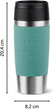 Термокружка Emsa N20210 Travel Mug Classic, 0.36 л, нержавіюча сталь, Petrol | Збереження тепла 4 години, холоду 8 годин | 100% герметична, з невеликим отвором для пиття, придатна для миття в посудомийній машині