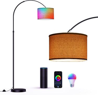 Торшер Modlicht Smart RGB, сумісний з Alexa/Google Home, з можливістю затемнення, зі зміною кольору, WiFi E27 9 Вт