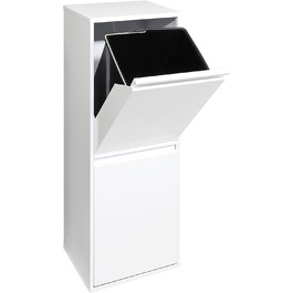 Сталевий сміттєвий кошик ARREGUI CR201-B для основної переробки, система відділення сміття з 2 внутрішніми пластиковими знімними відрами з ручкою 2x17l (34 л), білого кольору, 90,5 x 30,5 x 24,5 см