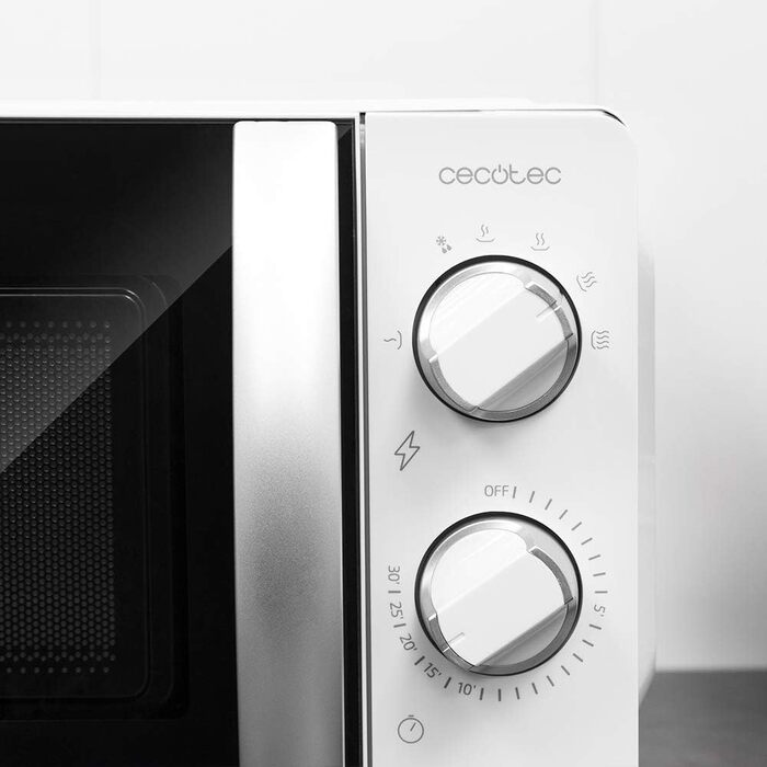 Мікрохвильова піч Cecotec ProClean 3060, 20 л, 700 Вт, Ready2Clean, 6 режимів, 3D Wave, срібляста з дзеркальними дверцятами