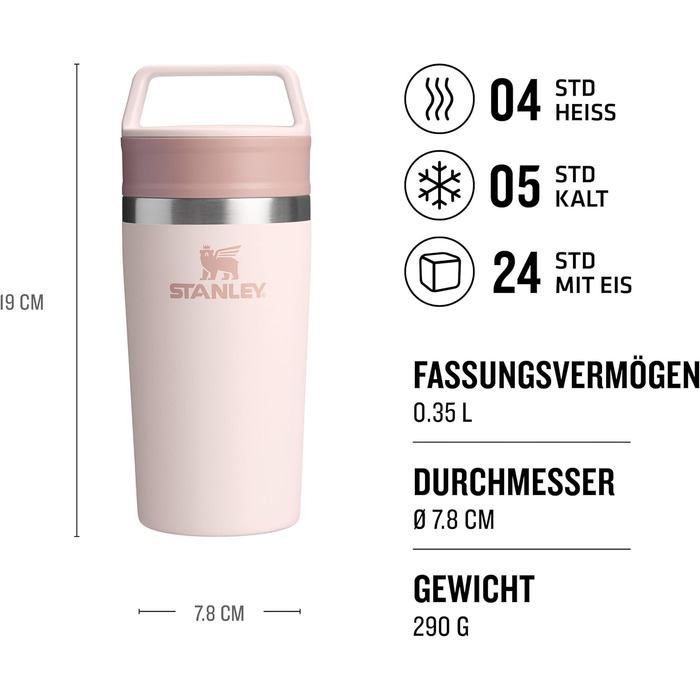 Термокружка Stanley Cafe з нержавіючої сталі - 0.35л (Rose Quartz) - для кави та напоїв на виніс