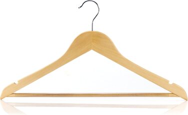 Вішалка для одягу дерев'яна з нековзною стійкою для брюк і хромованим гачком, що повертається на 360, ширина ремінця 45, 10