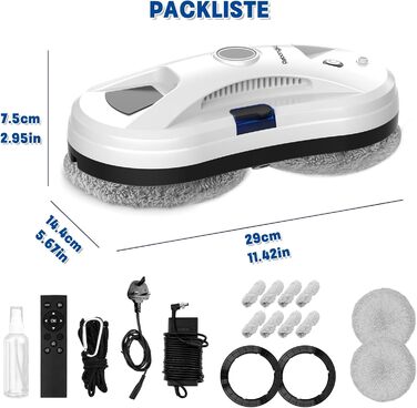 Робот для миття вікон електричний 5600Pa з 3 режимами, інтелектуальним визначенням країв, пультом дистанційного керування, автоматичним подачею води, для внутрішніх та зовнішніх вікон