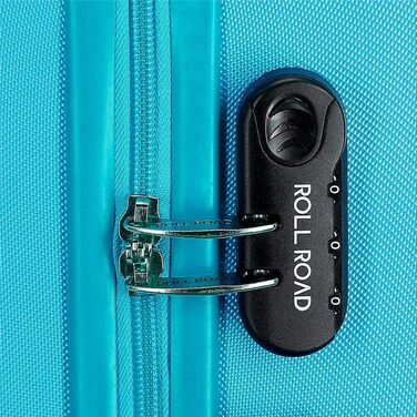 Валіза ручної поклажі Roll Road з ABS-пластику, кодований замок, 4 колеса, блакитний колір, набір