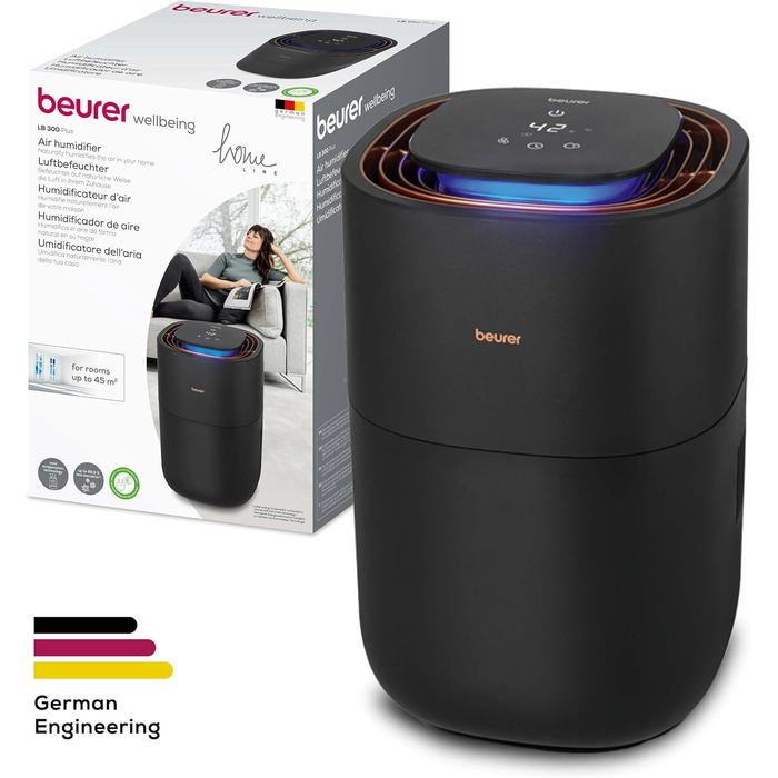 Зволожувач повітря Beurer LB 300 Plus: Тест-переможець Stiftung Warentest, холодне випаровування, індикатор вологості, фільтр-сушка, до 45 м²