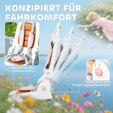 Дитячий триколісний велосипед Kinder-Dreirad, трансформується в візочок, 5-в-1, знімний ручний тримач, регульований, з ременем безпеки, кишенька для зберігання, для дітей 1-3 років, рожевий