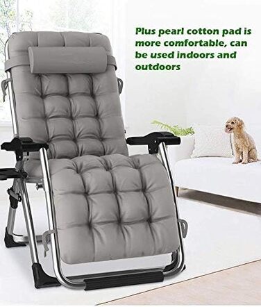 Розслаблюючий шезлонг для відпочинку на сонце: складний, з підтримкою 200 кг, чорний з сірими подушками. Ідеально для саду, тераси, пляжу, кемпінгу та відпочинку вдома.