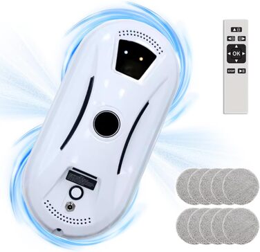 Робот для миття вікон з автоматичним струменем води, 5600 Па, для гладких поверхонь, з пультом дистанційного керування, з 10 мітками для миття