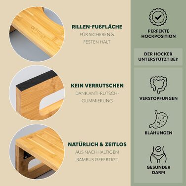 Електричний табурет для туалету Eluno з бамбука, складаний, антиковзкий, для дорослих та дітей - для полегшення при запорах та здуттях