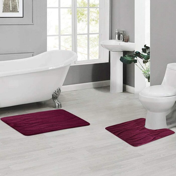 Домашній набір килимків для ванної, 2 предмета, килимок для ванної з ефектом пам'яті, набір килимків для унітазу з вирізом, вбираючі нековзні Килимки для ванної, що миються набір килимків для ванної, 2 предмета, (50x80 см 50x60 см з вирізом для унітазу, в