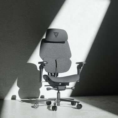 Ігровий крісло ThunderX3 Flex Pro Loft сірого кольору | Ергономічне офісне крісло з тканинною оббивкою, регулювання 19D, 5D підлокітники, механізм SYNC6, дихаюча тканина, для офісу та геймінгу