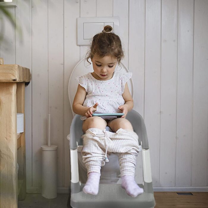 Унітаз дитячий зі сходинкою Mobiclinic Lala сіро-білий, для дітей 1-8 років, європейська якість