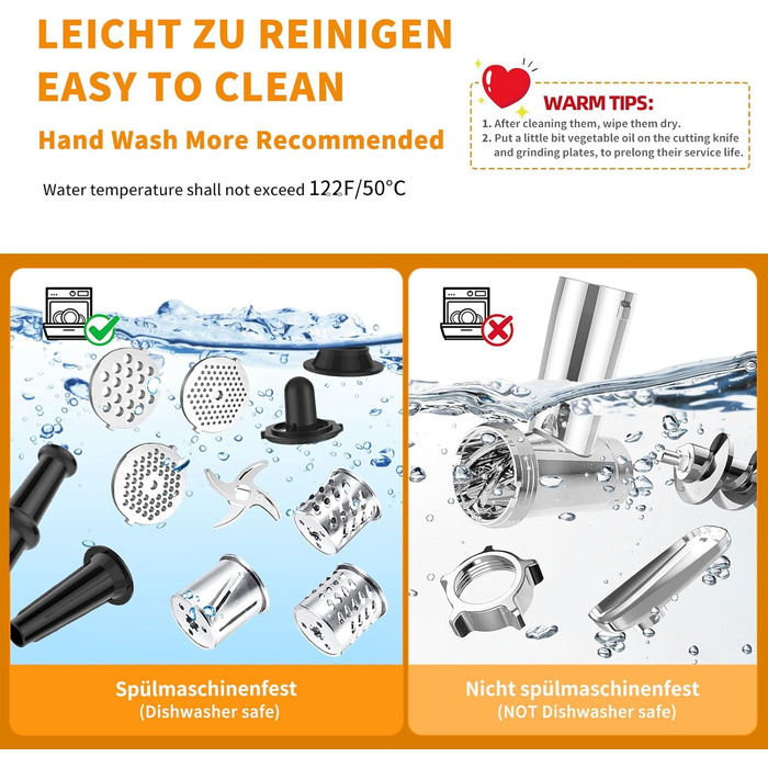 Електрична м'ясоподрібнювач Fleischwolf, мультифункціональна модель з трьома насадками для нарізки, з насадкою для ковбас та для випікання, 3 сталеві диски, чорний