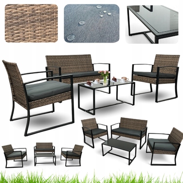 Комплект садових меблів NM-08 MTG, техноротанг, світло-коричневий