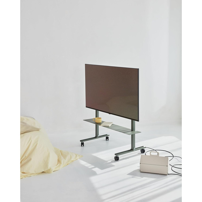 Підставка для телевізора на колесах, 40-70 дюймів | Мобільна підставка для ТВ | Сірий/Mossy Green