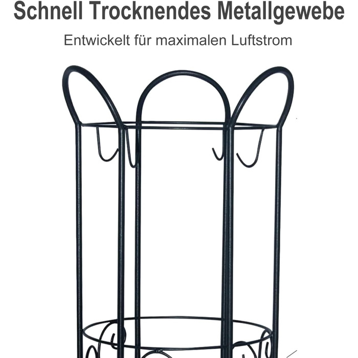 Підставка для парасольок Мосегор з металу, підставка для парасольок кругла, тримач парасольки універсальний, з 3 гачками і дощовою оболонкою, окремо стоїть підставка для парасольки, 60 x Ø 25 см (чорний)