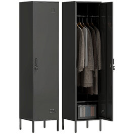 Сталевий шафка з замком та вішалкою для одягу, індивідуальна шафка зі сталі для дому або офісу, чорного кольору