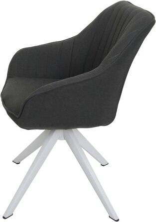 Стільці для їдальні Mendler HWC-K27, кухонні стільці з підлокітниками, поворотні, тканина, темно-сірий