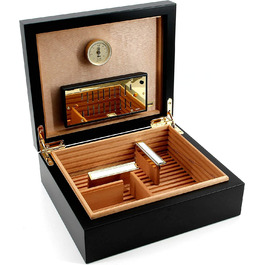 Х'юмідор ADORINI Torino-чорний люкс / високоточний гігрометр для волосся для зберігання 30 сигар / коробка для сигар для