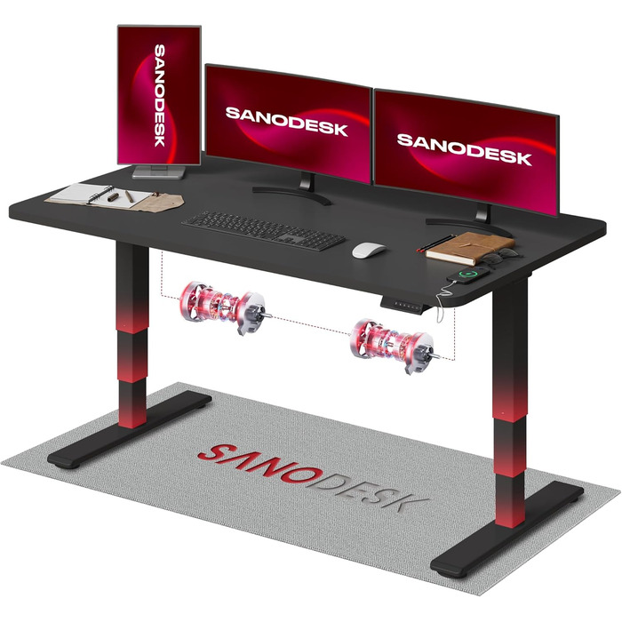 Регульований стіл Sanodesk 160x80 см, білий+ahron, електричний, ергономічний, з двомоторним підйомником