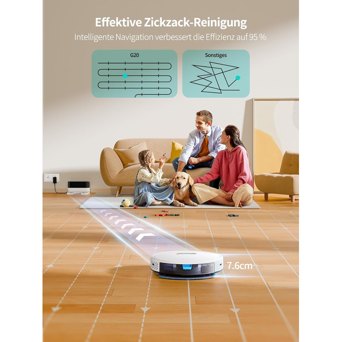 Робот-пилосос HONITURE G20 з функцією миття підлоги, 4000Pa, 3-в-1, для тварин, килимів, твердих підлог, з пультом дистанційного керування, білий