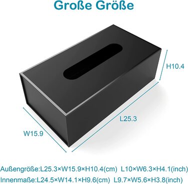 Коробка для серветок JiaWei, прямокутна коробка для серветок 23,5 x 12 x 7,8 см паперова коробка для серветок, коробка для серветок, диспенсер для серветок, тримач для серветок, кришка коробки для серветок - чорний (чорний (3 шт.), 24,5x14,9, 6 см (всеред