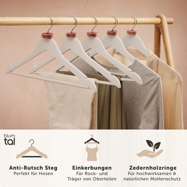 Набір вішалок для одягу Blumtal: 40 шт., з дерева, з антиковзким покриттям та захистом від молі