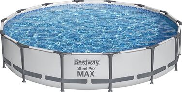 Комплект каркасного басейну Bestway Steel Pro MAX з фільтруючим насосом Ø 427 x 84 см, світло-сірий, круглий