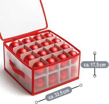Коробка для зберігання 32 ялинкових прикрас Com-Four® - Сортувальник для ялинкових кулі та новорічного декору - Прозора/Червона