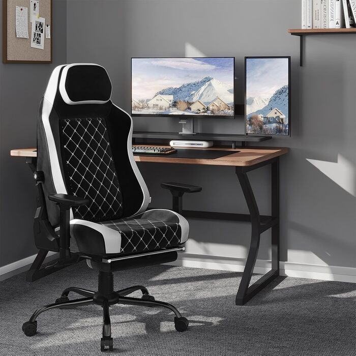 Ігровий крісло WOLTU, ергономічний офісний стілець з інтегрованим м'яким наповнювачем, адаптивною підтримкою попереку, підставкою для ніг та регульованими підлокітниками, металевий каркас