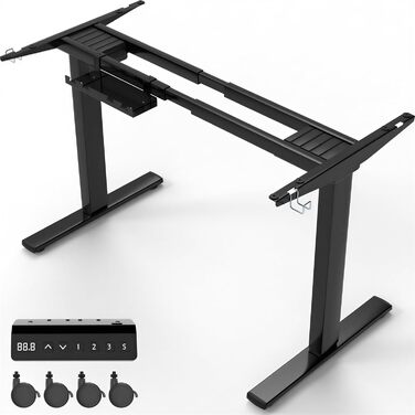 Електричний стіл Homall з регулюванням висоти, 2 мотори, підйом до 100 кг, телескопічний, пам'ять, захист від зіткнень (чорний)