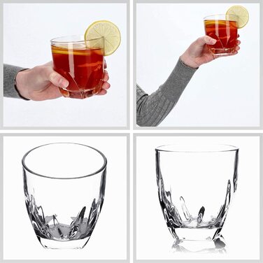 Склянки для пиття KADAX, набір з 6 шт. , прозорі склянки для води з армованим дном, товстостінні склянки для соку, рифлені склянки, стакан для пиття (низький, 310 мл)