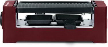 Wëasy Raclette Duo 2-в-1: гриль та фондю, червоний, антипригарне покриття, для 4 осіб, з дерев'яними шпателями та формами для сиру