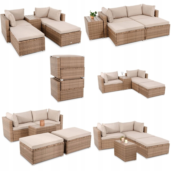 Комплект садових меблів di Volio Alzano DV-076GF, техноротанг, бежевий, 5 предметів