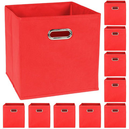 Набір з 10 коробок для зберігання, приблизно 30x30x30 см - Складна коробка з ручкою-органайзером Коробка для тканини Складна картонна полична коробка Куб Складна коробка для коробок Кошики для складаних коробок для дитячої кімнати для іграшок (червоний)