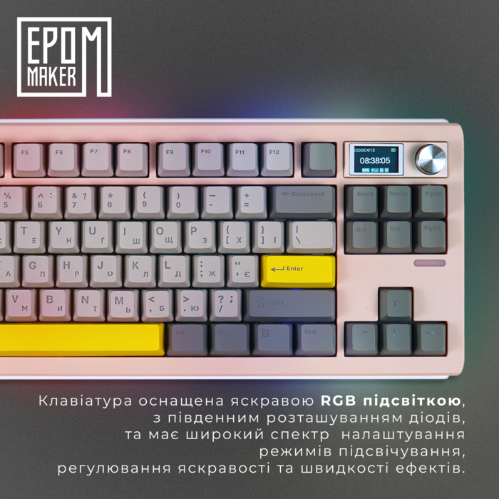 Клавіатура механічна бездротова EPOMAKER Shadow-S Wisteria Linear Pink (SHS-P-WL)