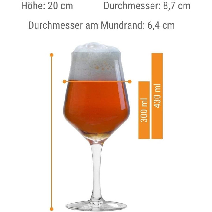 Келихи для крафтового пива Stlzle Lausitz 430 мл, набір з 6 шт. , посудомийна машина та ударостійка, кришталеве скло