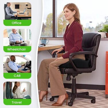 Ортопедична подушка для сидіння Benazcap: для офісного крісла, автомобіля, ігрового крісла. Знівелює біль у куприку, попереку та сідницях. Розмір: 42*18*20 см