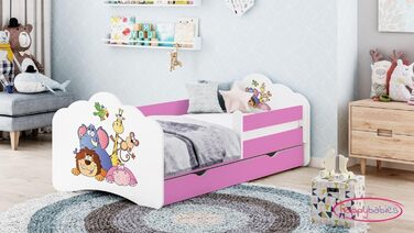 Дитяче ліжко Happy Babies MOBI 160 x 80 Ліжко для дитячої кімнати з матрацом 80x160 Молодіжне ліжко із захистом від падіння та зберіганням для дівчаток (M13)