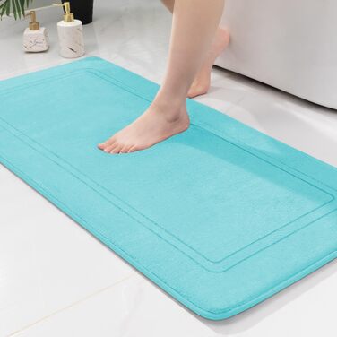 Килимок для ванної кімнати Chakme, 60x120 см, блакитно-зелений, антиковзаючі, м'який, швидковисихаючий