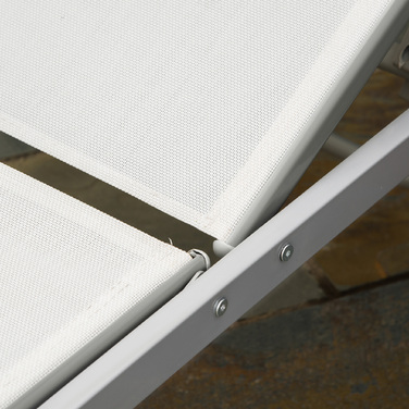 Outsunny Sun Lounger Садовий шезлонг з регульованою подушкою 5-ступінчастою спинкою Металева сітка тканина кремовий білий 170x58x97см для патіо та балкона