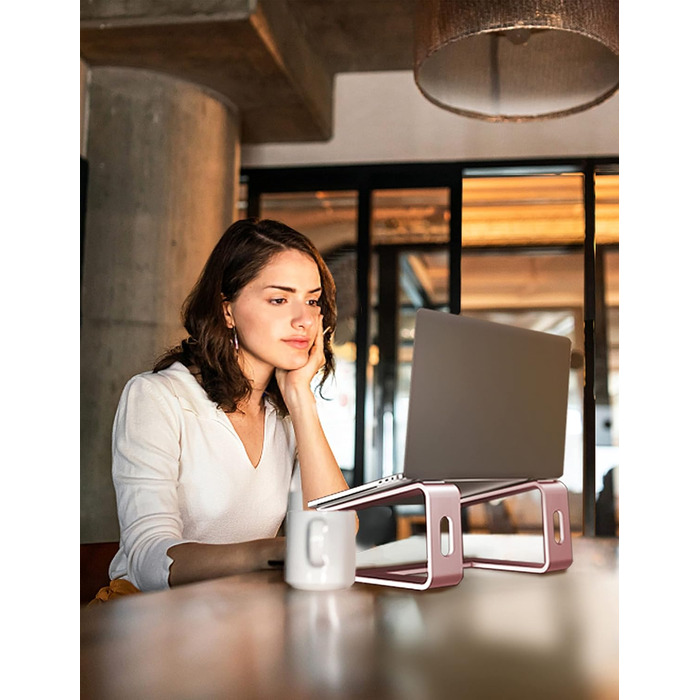 Підставка для ноутбука Soundance, алюміній, ергономічна, для столу, 10-15.6 дюймів, рожева